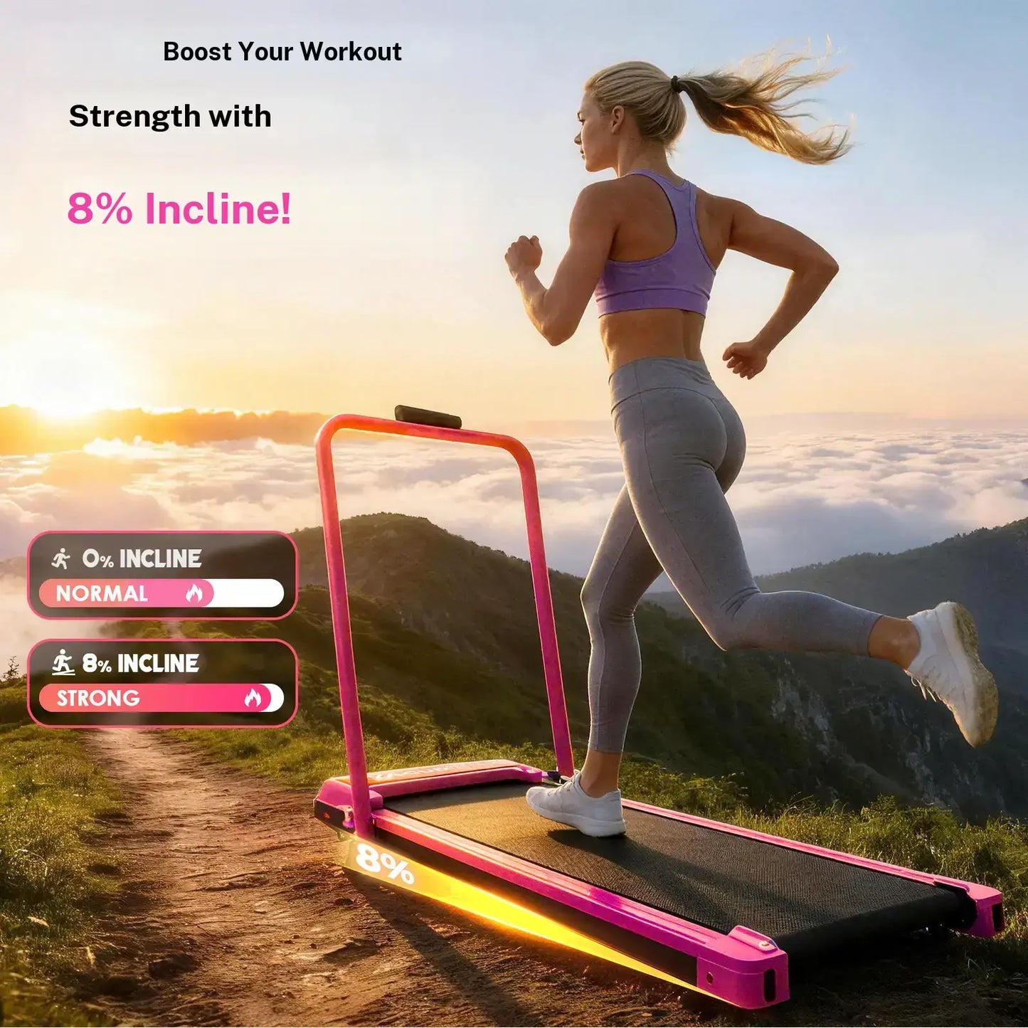 Foldable Adjustable Incline Fitness Platform - 265lbs Capacity, Dual Shock Absorption & Low Noise