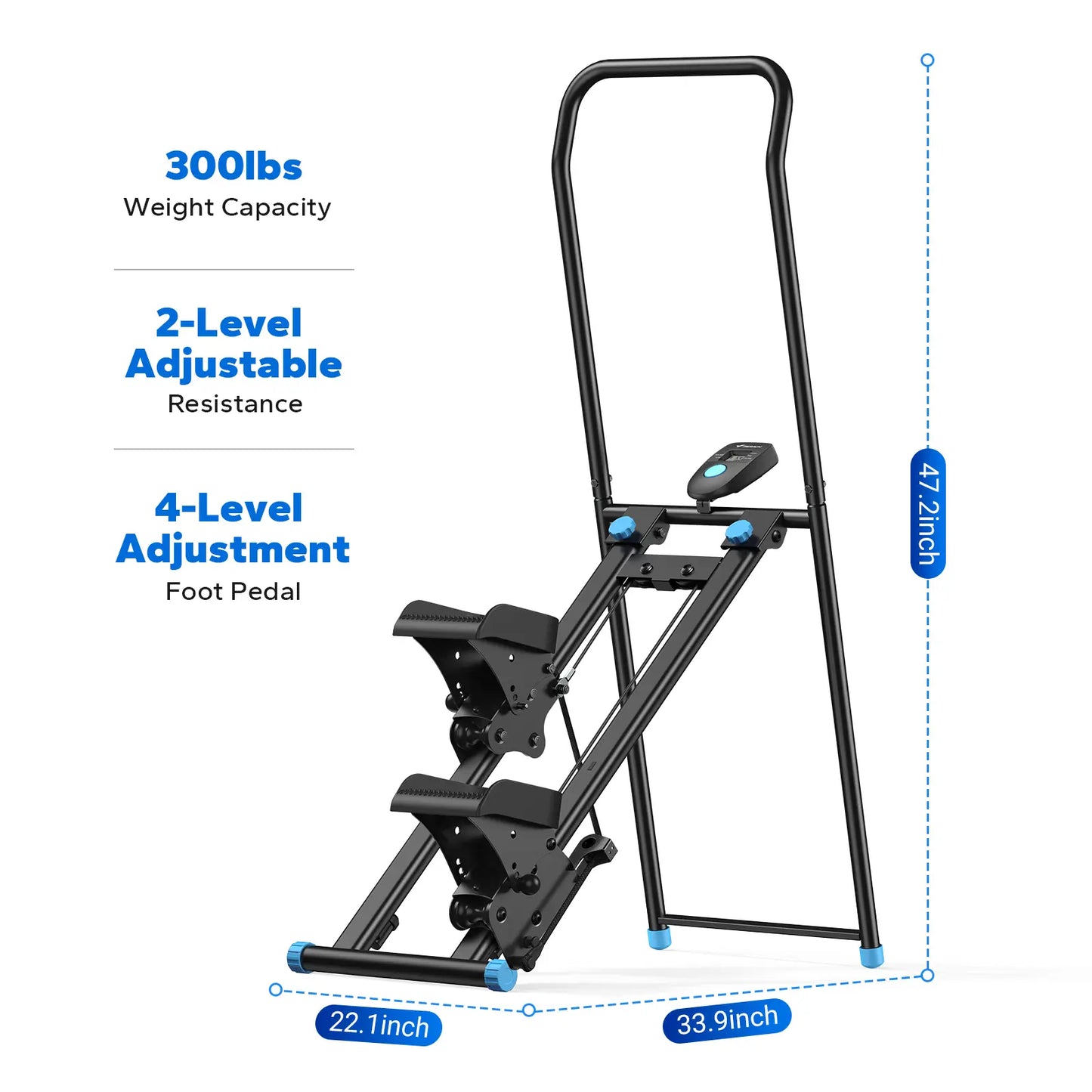 Full-Body Workout Equipment: 330LBS Capacity, Compact Design & Adjustable Pedals