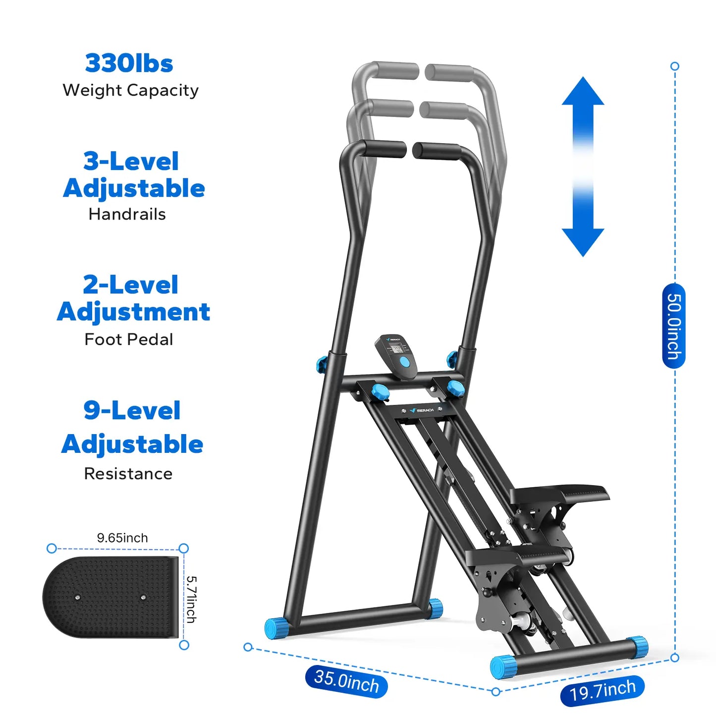 Full-Body Workout Equipment: 330LBS Capacity, Compact Design & Adjustable Pedals