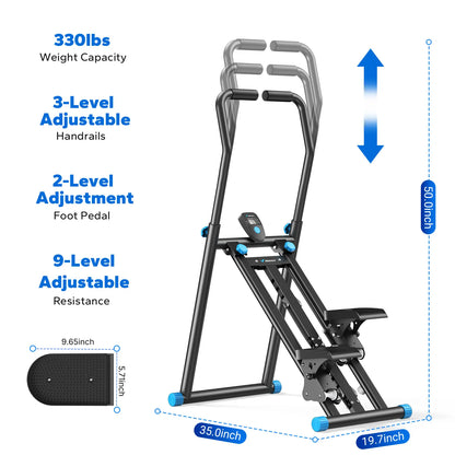 Full-Body Workout Equipment: 330LBS Capacity, Compact Design & Adjustable Pedals