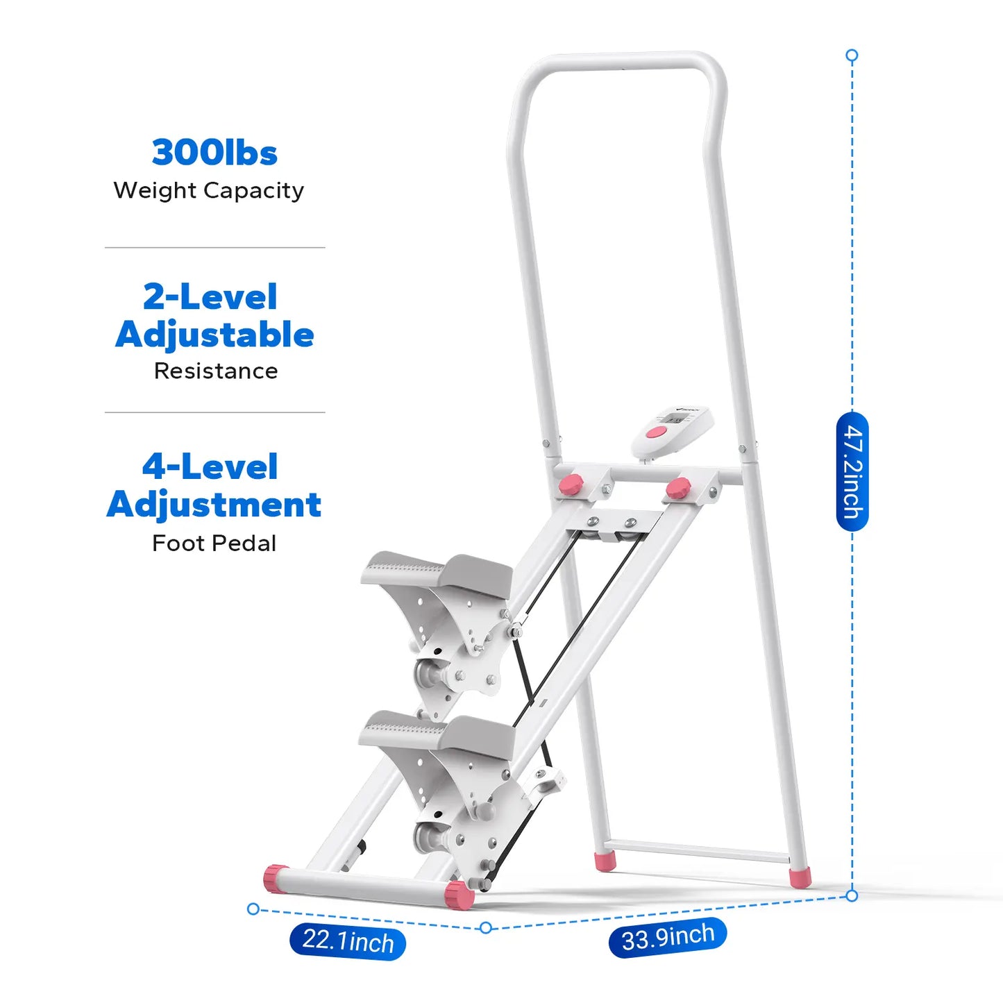 Full-Body Workout Equipment: 330LBS Capacity, Compact Design & Adjustable Pedals