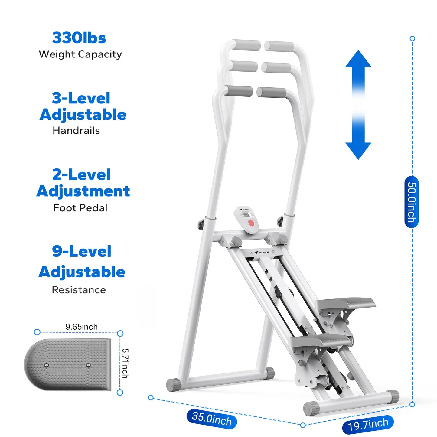 Full-Body Workout Equipment: 330LBS Capacity, Compact Design & Adjustable Pedals